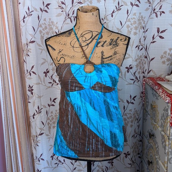 Belle Du Jour Tops - Belle du Jour, Brown and Blue Tank. Size: S